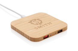 FSC kabelloses 5W-Charger aus Bambus mit USB